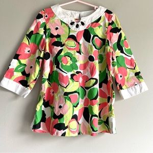 Gymboree Palm Beach Paradise girls tunic top 7 floral shirt gems cotton pullover